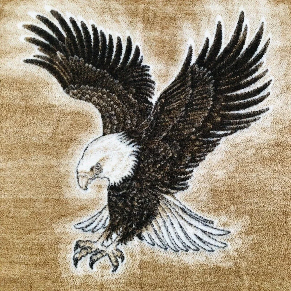 Safari Weavers ￼EAGLE Reversible Harley Blanket Plush Rare wall Art W Germany